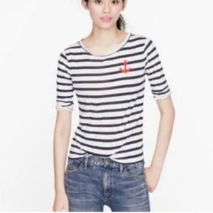 J.crew sz xxs navy & white stripes anchor patch half sleeves t-shirt